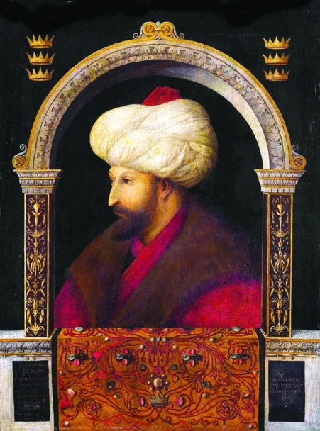Painted portrait of Sultan Mehmed II reproduced in the pocket guide